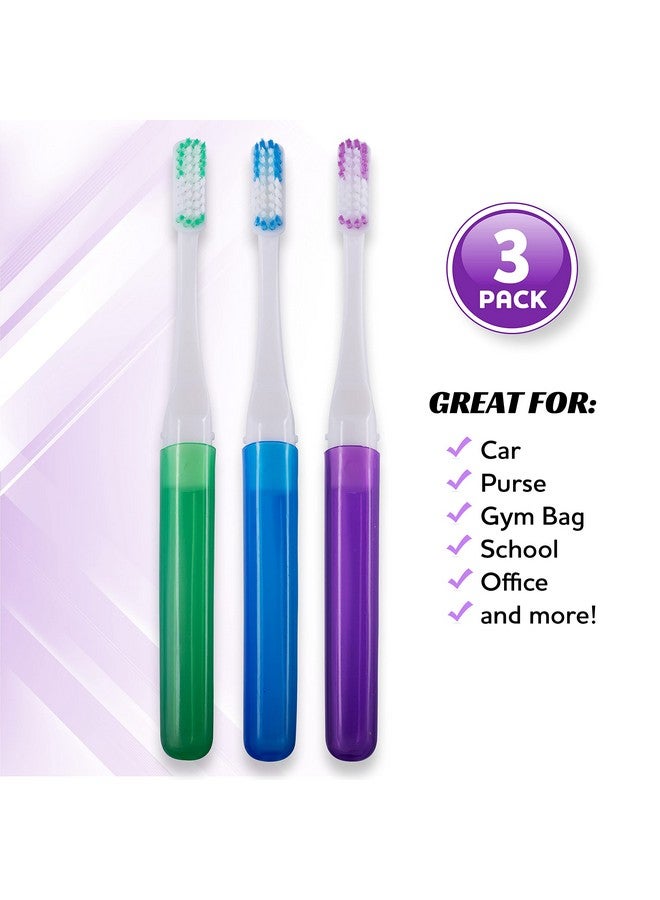 Lingito Travel Toothbrushes, Mini Toothbrush With Toothbrush Cover, Camping Toothbrush, Travel Size Toothbrush With Toothbrush Case Portable Toothbrush, Adults Travel Toothbrush Kit (3 Pack) - Image 5