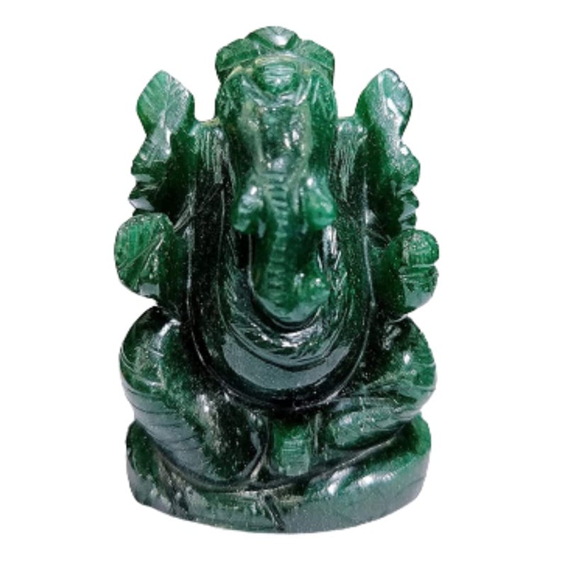 Crystal Divine Green Jade Crystal Pocket Ganesha Idol Items Decorative Items Lord Ganesha Figurine Vastu Items Small Statue Good Luck Fengshui Small Ganesh Murti Fantasy 15 Mm 15 Mm - Image 1