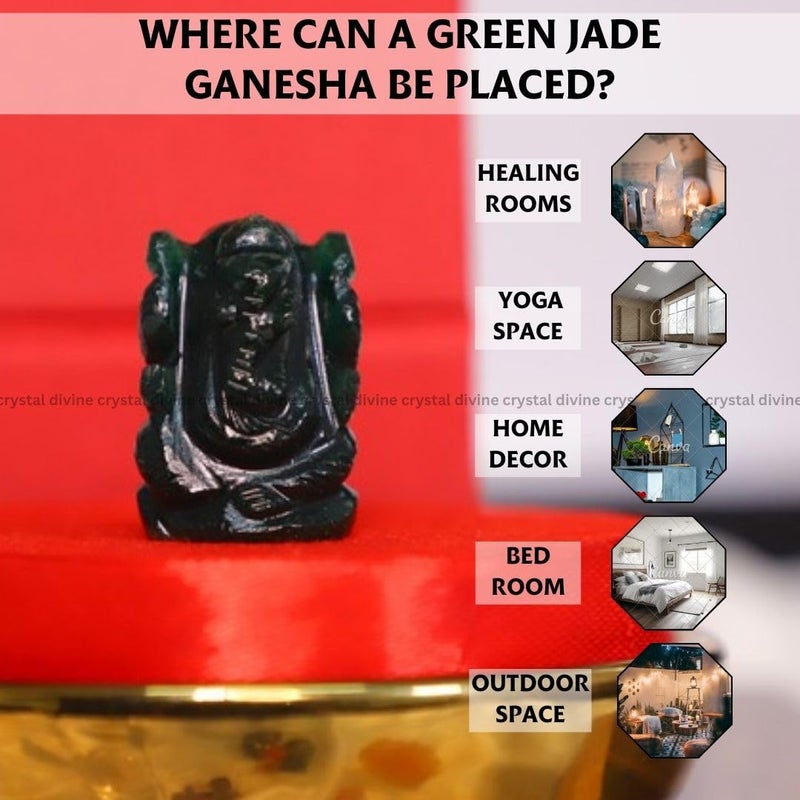 Crystal Divine Green Jade Crystal Pocket Ganesha Idol Items Decorative Items Lord Ganesha Figurine Vastu Items Small Statue Good Luck Fengshui Small Ganesh Murti Fantasy 15 Mm 15 Mm - Image 5