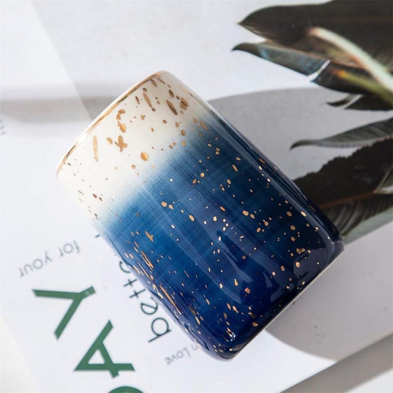 طقم ملحقات الحمام من السيراميك الرخامي، ديكور منزلي مع موزع صابون، حامل فرشاة أسنان، كوب، وصحن صابون، 4 قطع - Image 4