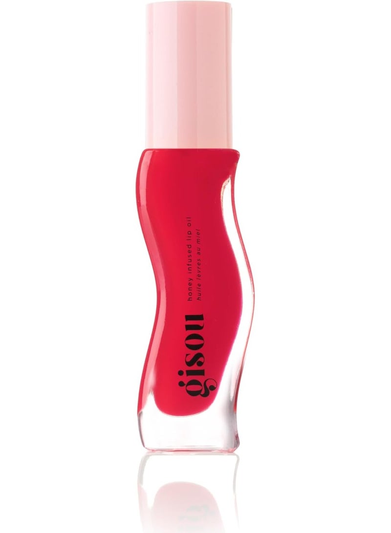 GISOU Honey Infused Lip Oil Strawberry Sorbet - Sheer Pinky Red,  8 ml - Image 1