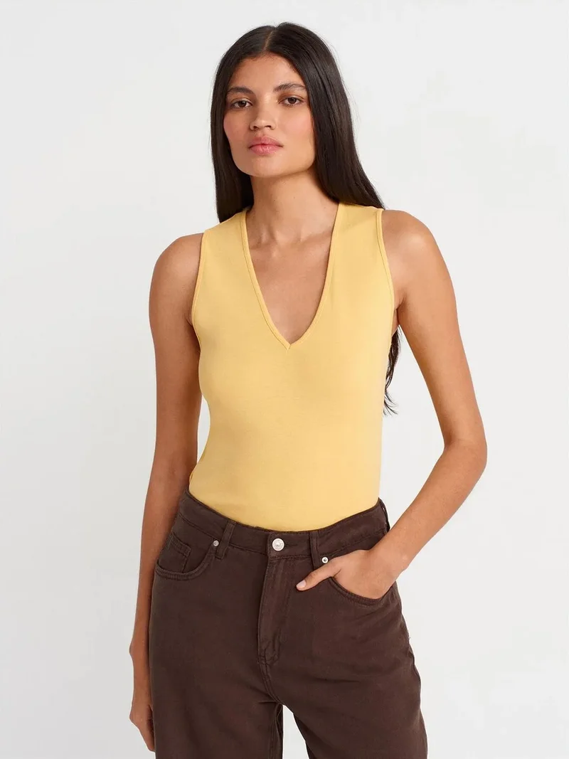 ديلفين Dilvin Cotton V-Neck Sleeveless Cami Blouse