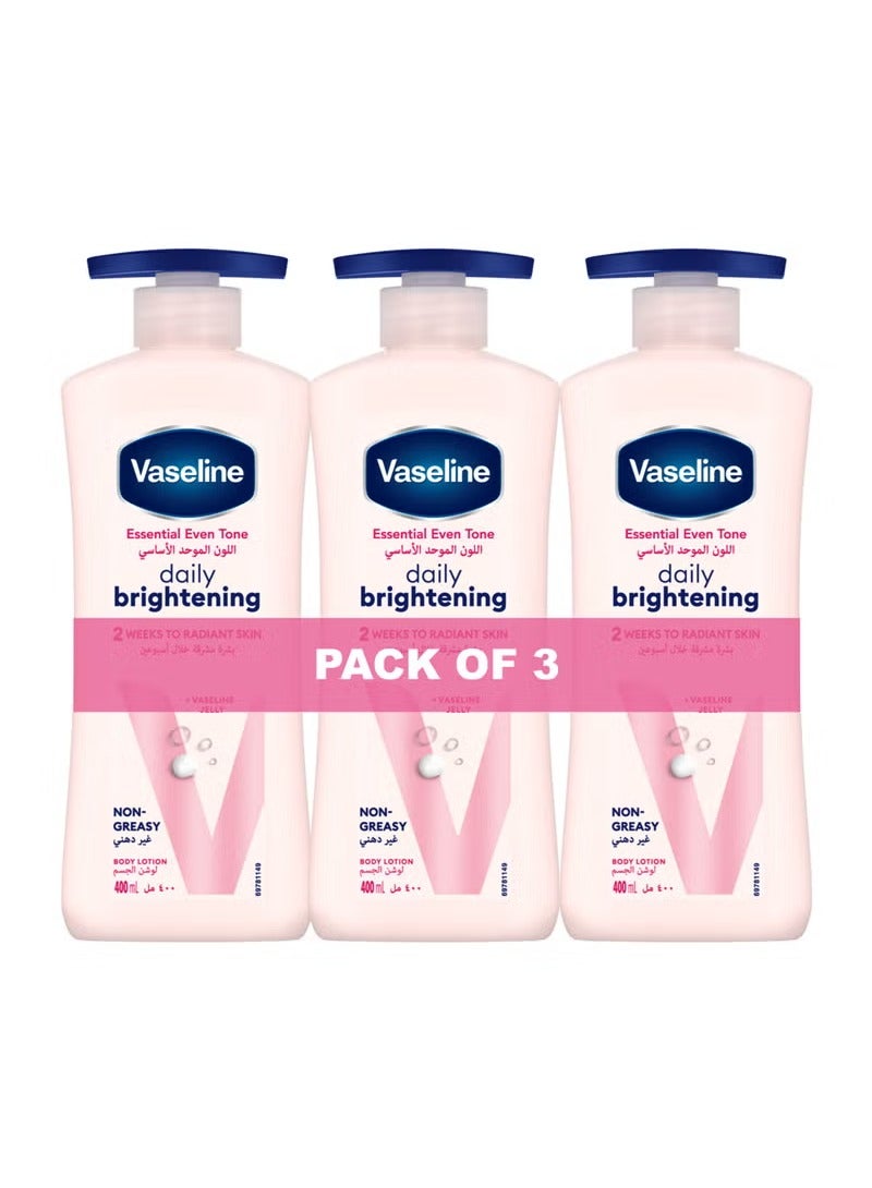 Vaseline Even Tone Daily Brightening Essential Body Lotion 3 x 400ml - Image 1