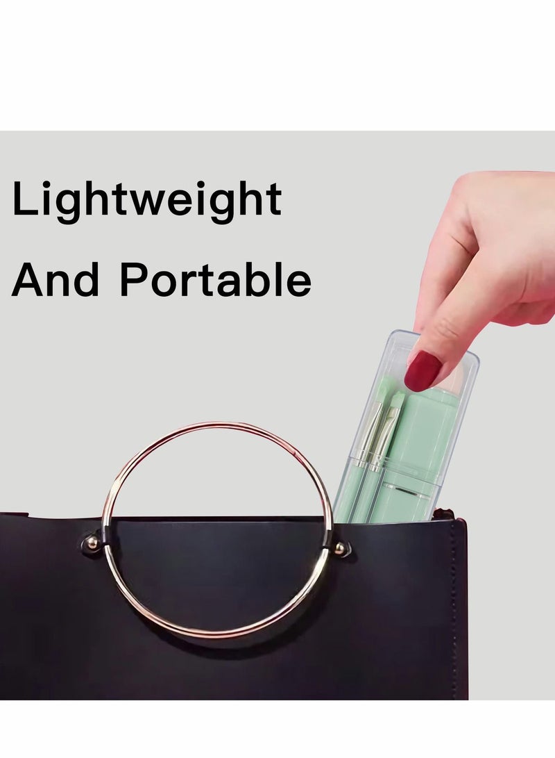 KASTWAVE Makeup Brush, 8 in 1 Travel Small Brush Portable, Lip Eyeshadow Beauty Sponge, Concealer brush, Foundation Blending Powder Brushes Retractable Sets, Light Green - Image 3