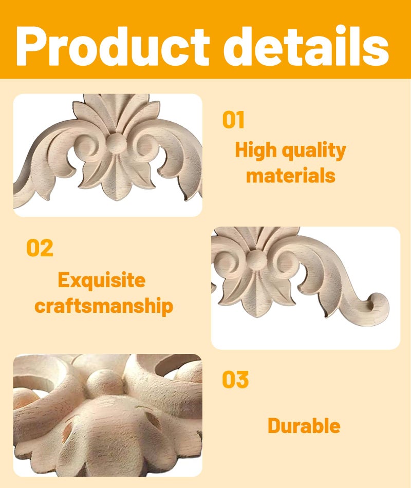 BharatBazaar 12PCS Molding For Wall Designs, Wooden Panels For Wall Decor, Strong Carved Moulding Applique Exquisited Polished Furniture Unpainted Mouldings Decal Smooth Surface Wooden Carved Applique for Decoration - Image 3