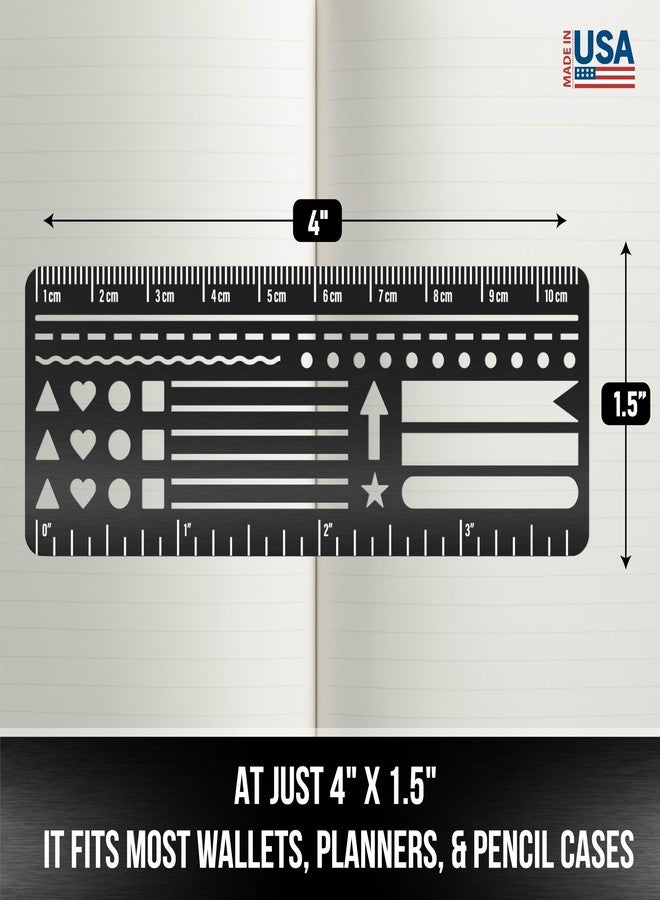 Sunsella Stainless Steel Pocket Journaling Card - Bullet Point Stencils, Planner Stencils, Calendar Stencil & Habit Tracker - Unique Shapes Journal Ruler & Bookmark for A5 Planners & Journaling Supplies - Image 4