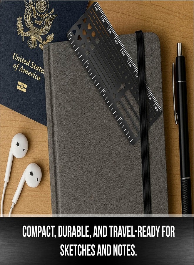 Sunsella Stainless Steel Pocket Journaling Card - Bullet Point Stencils, Planner Stencils, Calendar Stencil & Habit Tracker - Unique Shapes Journal Ruler & Bookmark for A5 Planners & Journaling Supplies - Image 3