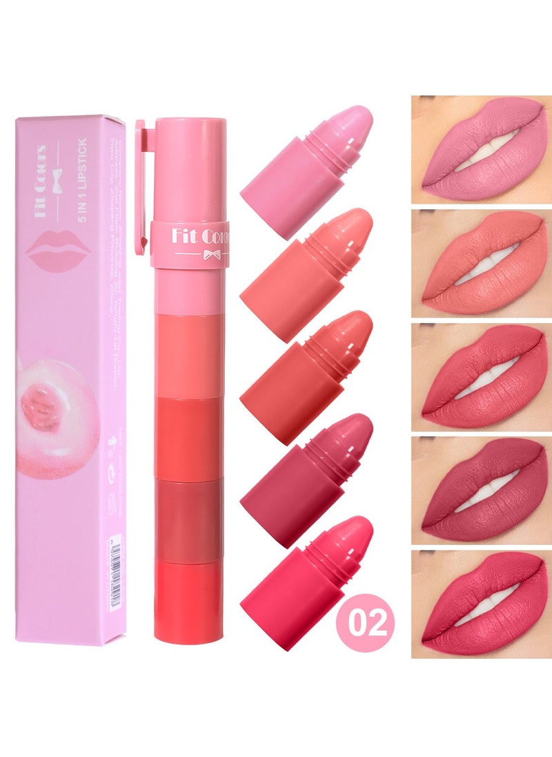 ORiTi 5 Color Lipstick Set 5 Sections Velvet Revealing Color Nonstick Cup Lip Gloss Pencil Waterproof Velvet Lip Gloss 2.7K+ sold, by Oushisha Oushisha (  - Image 1