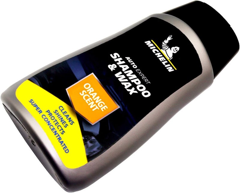 Michelin 32217 Car Wash Shampoo & Wax | Super Concentrated 2-in-1 Formula | Cleans Dirt | High-Gloss Shine | UV Protection Shield | Orange Scent Car Care | Eco-Friendly Biodegradable Solution 250ml - Image 1