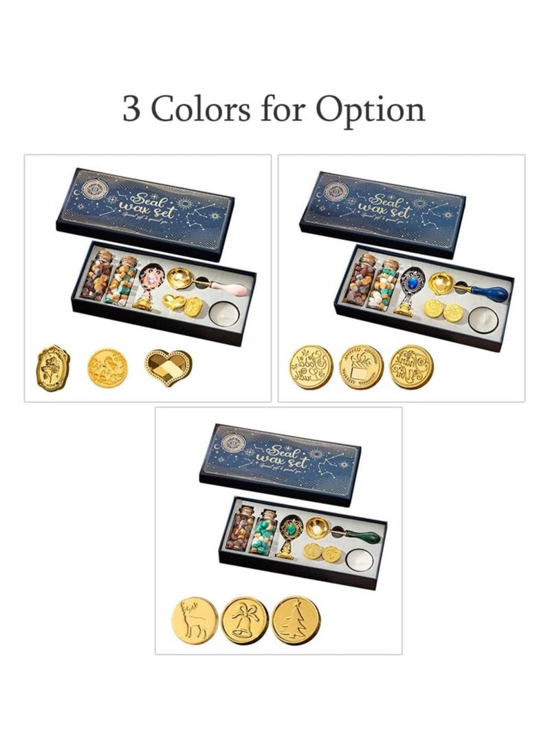 general Wax Seal Stamp Set with 3 Seal Stamps and Wax Bead Bottle Spoon Candle for Vintage Envelope Letter Mailing Craft Envelope Letter Cards Wedding Invitation Packaging - Image 2