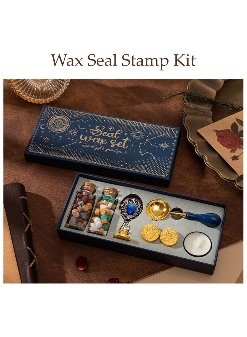 general Wax Seal Stamp Set with 3 Seal Stamps and Wax Bead Bottle Spoon Candle for Vintage Envelope Letter Mailing Craft Envelope Letter Cards Wedding Invitation Packaging - Image 3
