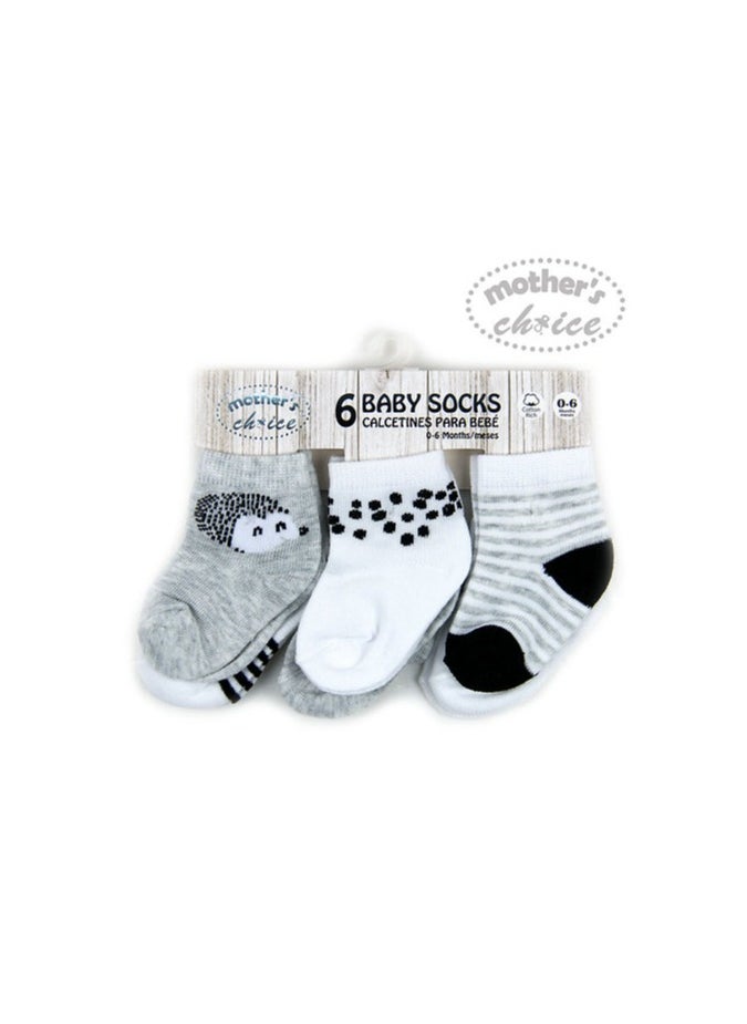 infancie 6 Pack Turnhead Baby Socks – Newborn to 6 Months, Black/White  - Image 2