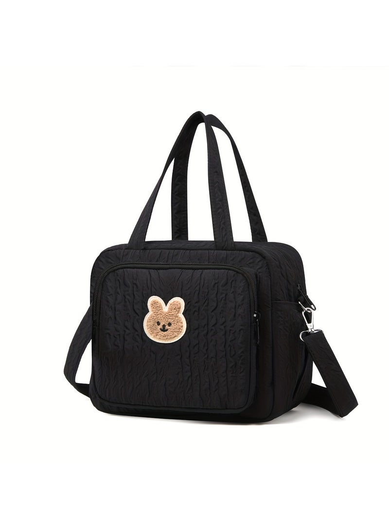1pc Ultra-Light Stylish Mommy Crossbody Bag, Diaper Bag - Waterproof, Spacious Multifunctional Maternity Bag with Insulated Pockets for Breast Pump & Bottles - Black - Image 1