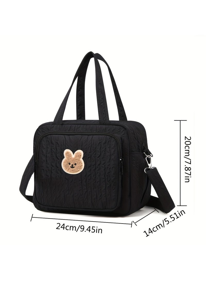 1pc Ultra-Light Stylish Mommy Crossbody Bag, Diaper Bag - Waterproof, Spacious Multifunctional Maternity Bag with Insulated Pockets for Breast Pump & Bottles - Black - Image 3