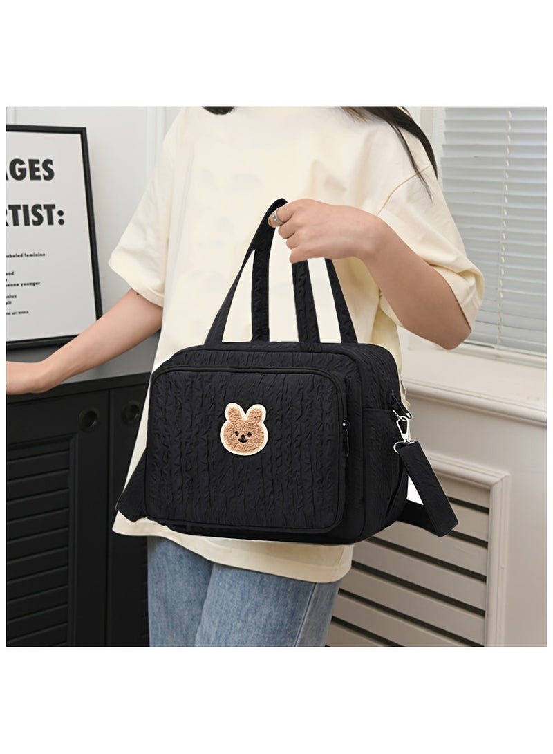 1pc Ultra-Light Stylish Mommy Crossbody Bag, Diaper Bag - Waterproof, Spacious Multifunctional Maternity Bag with Insulated Pockets for Breast Pump & Bottles - Black - Image 5