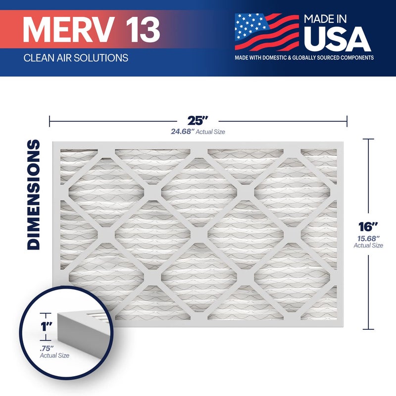 BNX TruFilter 16x25x1 Air Filter MERV 13 (4-Pack) - MADE IN USA - Electrostatic Pleated Air Conditioner HVAC AC Furnace Filters for Allergies, Pollen, Mold, Bacteria, Smoke, Allergen, MPR 1900 FPR 10 - Image 2