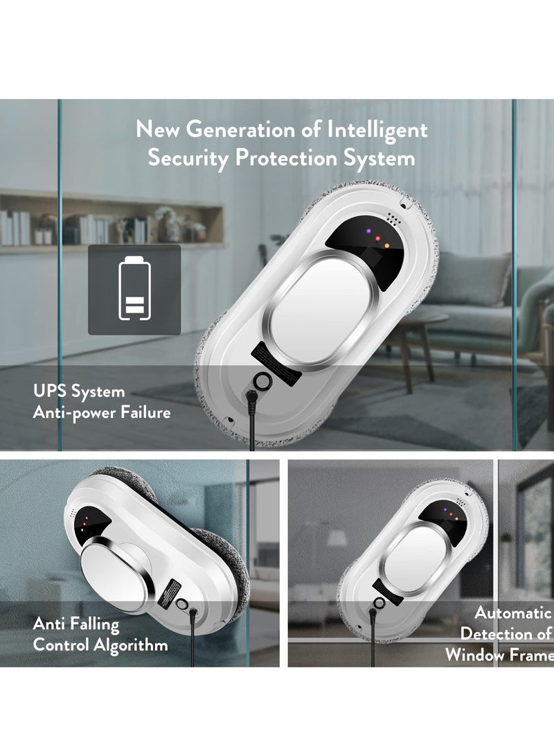 روبوت تنظيف النوافذ الذكي - شفط قوي 5600 باسكال، جهاز تحكم عن بعد - ينظف النوافذ والبلاط والأبواب الزجاجية - Image 4