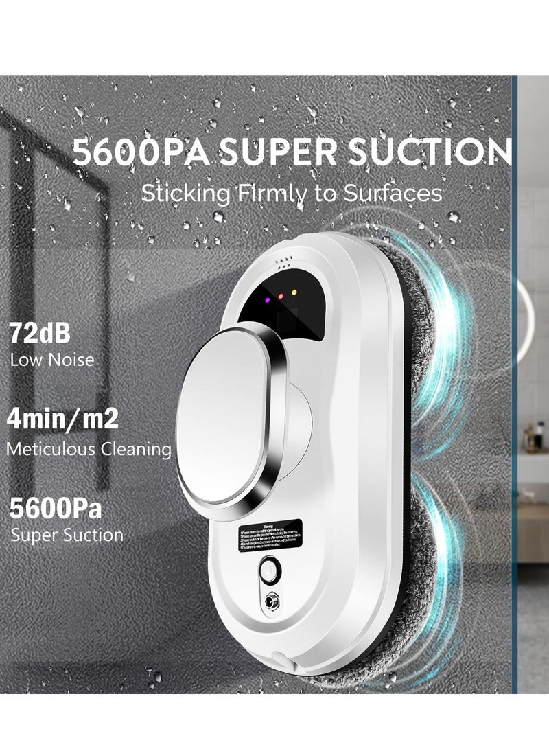 روبوت تنظيف النوافذ الذكي - شفط قوي 5600 باسكال، جهاز تحكم عن بعد - ينظف النوافذ والبلاط والأبواب الزجاجية - Image 2