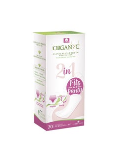 ORGANYC Organyc 100% Certified Organic Cotton 2 in 1 Panty Liners for Women Fits Thong or Regular Underwear, Light Flow, 20 Count  - Image 1
