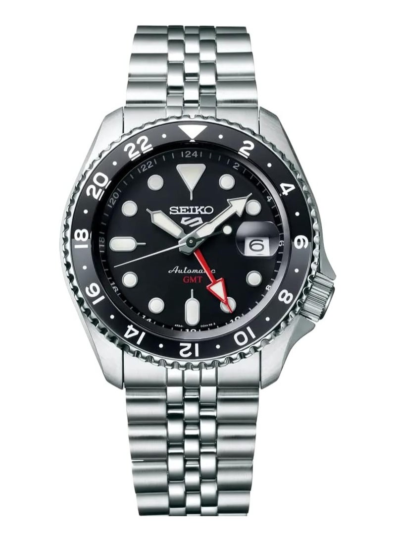 سيكو Seiko 5 Sports SSK GMT Black Dial Automatic Men's Watch SSK001K1, Silver, bracelet  - Image 2