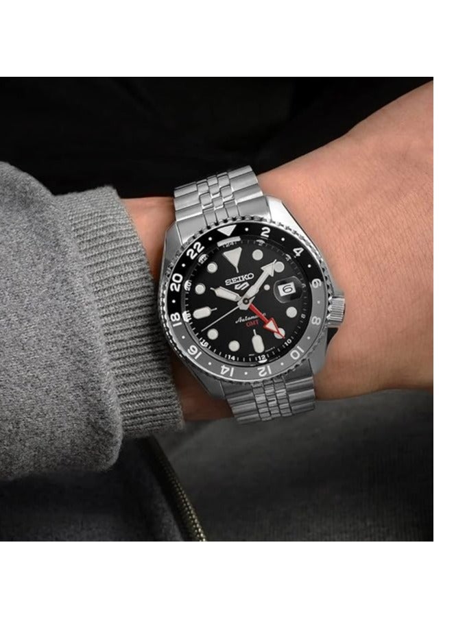 سيكو Seiko 5 Sports SSK GMT Black Dial Automatic Men's Watch SSK001K1, Silver, bracelet  - Image 3