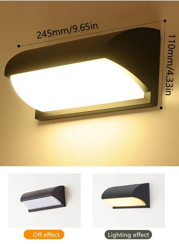 Vmax Modern LED Outdoor Wall Light, 18W Waterproof Exterior Wall Lamp with 3 Color Modes (3000K/4000K/6500K) | IP65 Weather Resistant, Rustproof, Bright 1920LM Wall Sconce for Porch, Garden, Garage & Home - Image 1