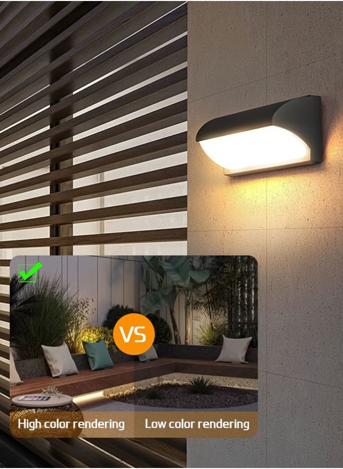Vmax Modern LED Outdoor Wall Light, 18W Waterproof Exterior Wall Lamp with 3 Color Modes (3000K/4000K/6500K) | IP65 Weather Resistant, Rustproof, Bright 1920LM Wall Sconce for Porch, Garden, Garage & Home - Image 3