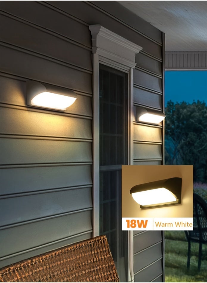 Vmax Modern LED Outdoor Wall Light, 18W Waterproof Exterior Wall Lamp with 3 Color Modes (3000K/4000K/6500K) | IP65 Weather Resistant, Rustproof, Bright 1920LM Wall Sconce for Porch, Garden, Garage & Home - Image 2