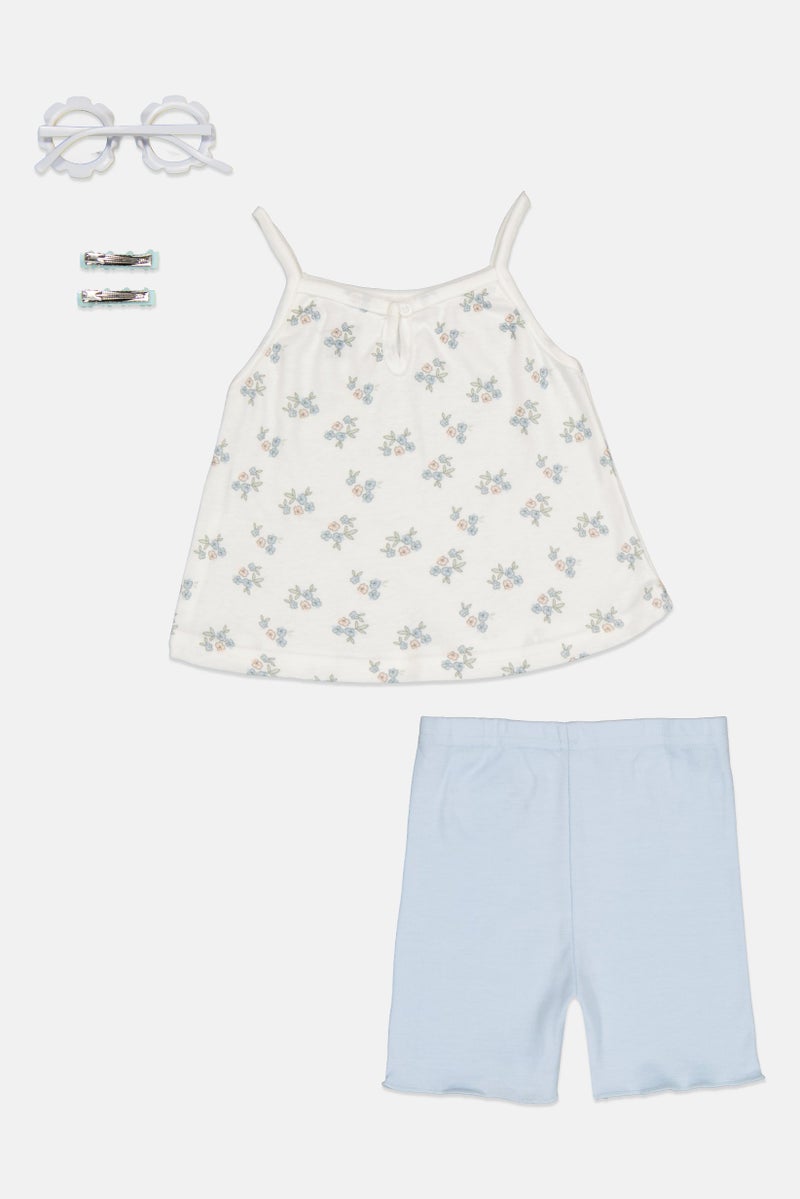 English Laundry Toddlers Girl 4 Pieces Top, Shorts, Sunglasses And Hair Clip Set, Multicolor - Image 2