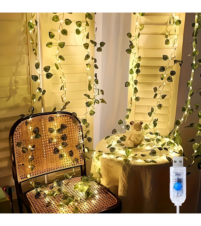 Watermelon Leaf String Lights 6 56 Ft USB 8 Modes For Home Party Decoration - Image 2
