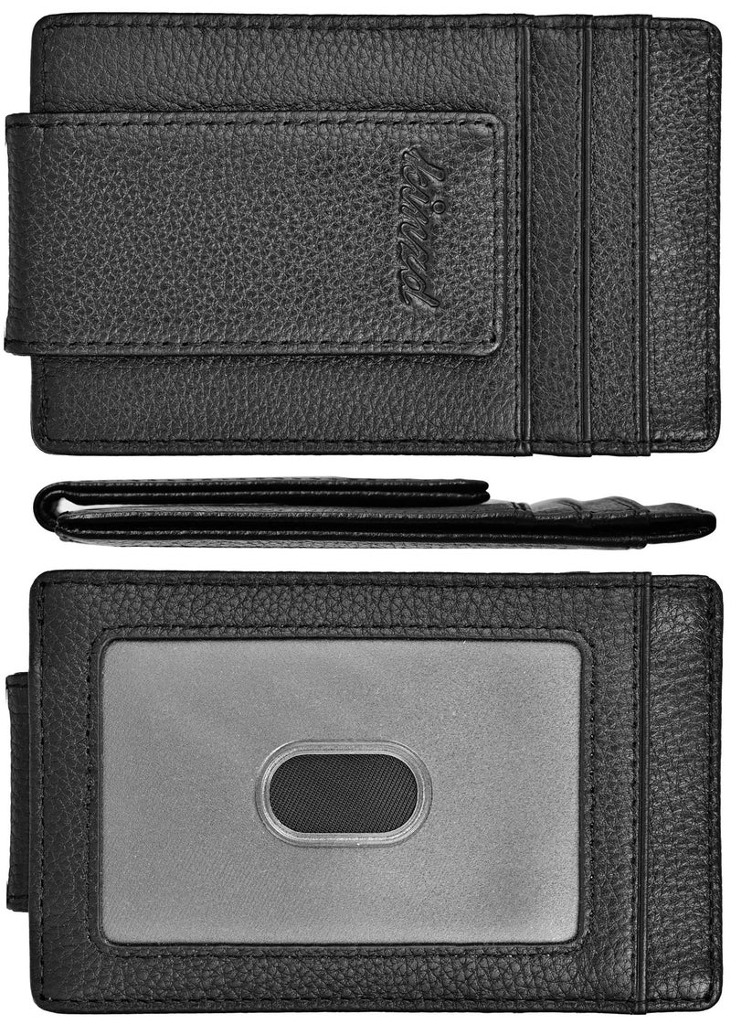 kinzd Money Clip, Front Pocket Wallet,Leather RFID Blocking Strong Magnet thin Wallet, A Litch Pattern Black, One Size - Image 1