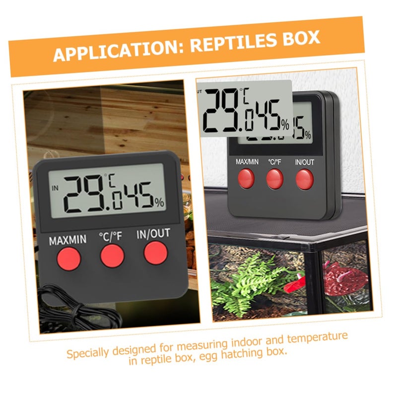 2Sets Digital Thermometer for Reptile Tank with Display Accurate Temperature and Humidity Monitoring Device for Indoor Use for Lizard and Egg Incubation - Image 4