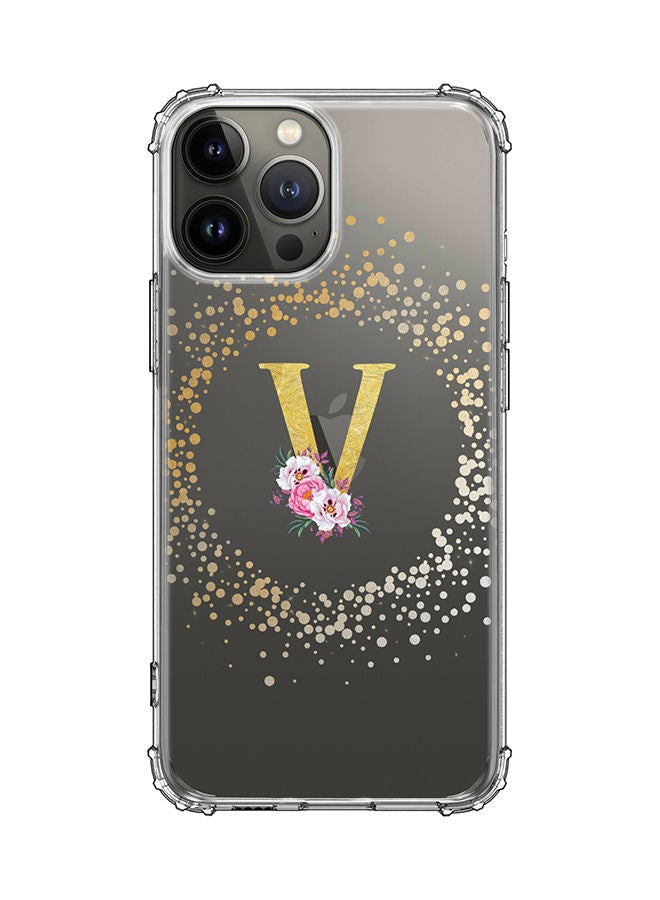 Stylizedd Monogram Design Classic Clear Cover for Apple iPhone 13 Pro Max Case Soft TPU Gel Thin Transparent Flexible Cover - V - Image 1