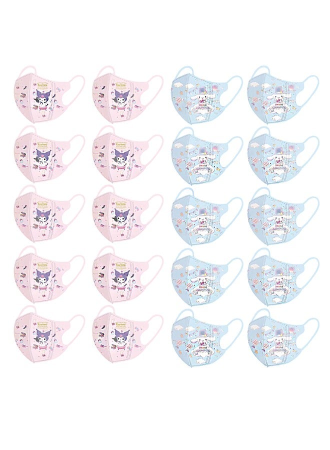 Beyond 20 Pcs Marvel Cartoon Masks Set, Dust Proof Sun Protection Fabric Face Covering (Blue+Pink) - Image 1