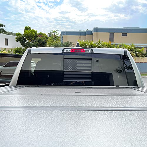 Xinghe for 2019-2025 Chevy Silverado GMC Sierra, Rear Middle Window American Flag Decals, Matte Black USA Flag Decal for Truck Back Window - Image 2
