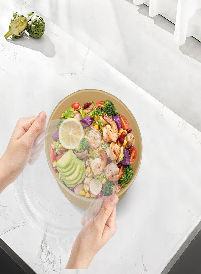 PakTalk 50 Pack Disposable Salad Bowls with Lids, 17oz Round Microwave-Safe Meal Prep Containers for Food Storage, BPA-Free Leakproof Heavy Duty Paper Bowls, Perfect for Parties, Picnics, Takeout - Image 2