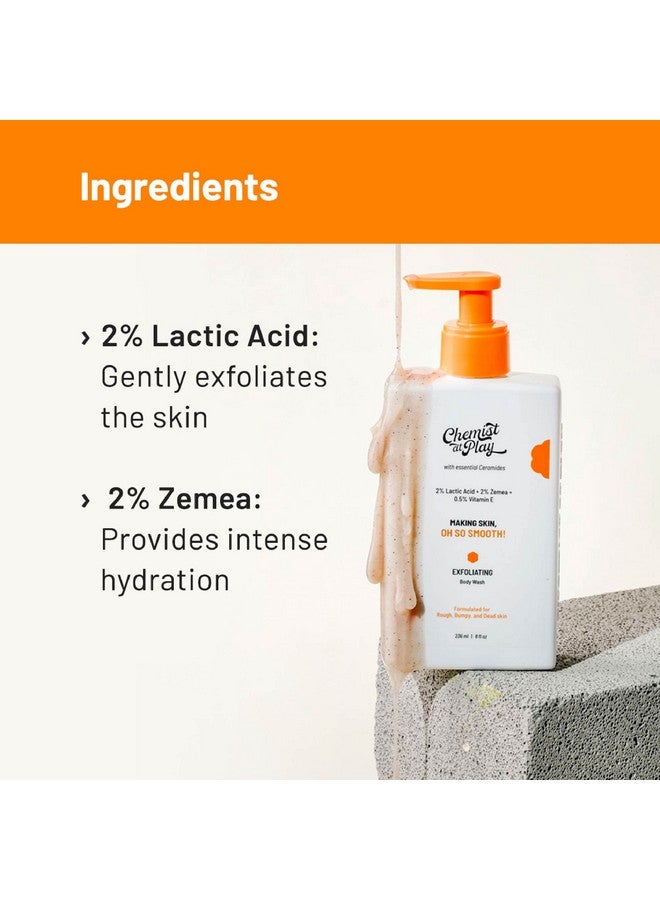 كيميست_أت_بلاي غسول الجسم المقشر من كيميست آت بلاي | للبشرة الجافة والخشنة والمتشققة والبشرة المائلة إلى الاحمرار مع حمض الساليسيليك بنسبة 1% وحمض اللاكتيك بنسبة 2% والسيراميد | للرجال والنساء | 236 مل + ليفة - Image 3