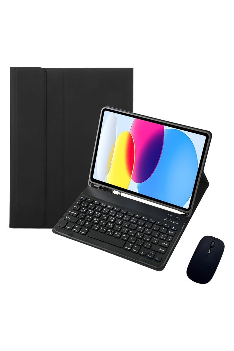 حافظة كيبورد لايباد مع ماوس، بحروف عربية و انجلزية، لجهاز ايباد الجيل العاشر 10.9انش 2022/الجيل الحادي عشر 11انش 2025 A16 - Image 1