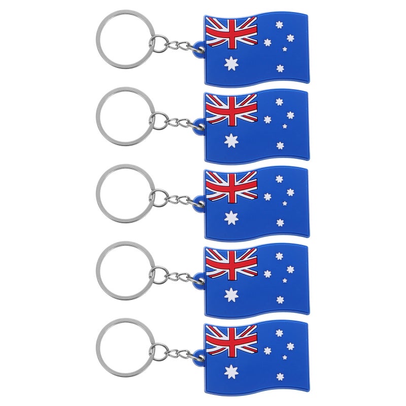5Pcs Australian Flag Key Chain Cute Pvc Keyring Country Flag Pendant Accessory For Backpack Handbag Decor - Image 1