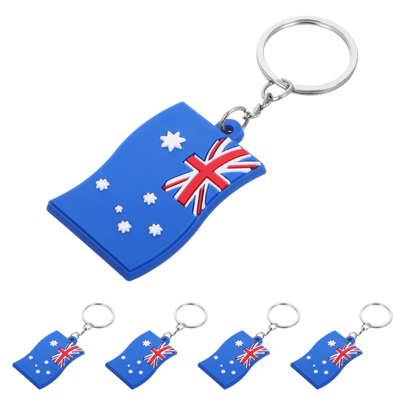 5Pcs Australian Flag Key Chain Cute Pvc Keyring Country Flag Pendant Accessory For Backpack Handbag Decor - Image 4