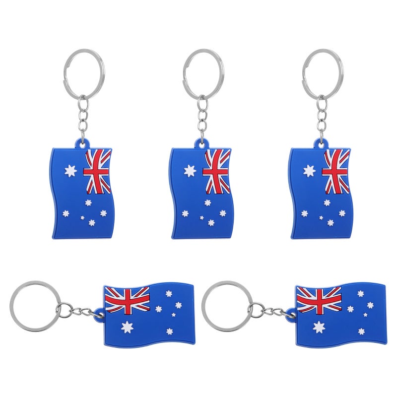 5Pcs Australian Flag Key Chain Cute Pvc Keyring Country Flag Pendant Accessory For Backpack Handbag Decor - Image 5