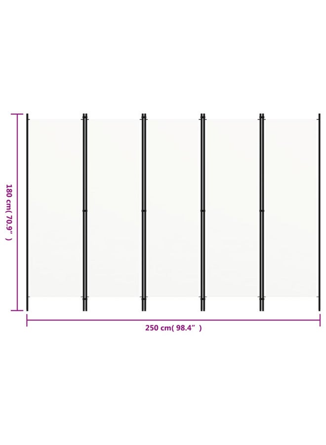 vidaxl 5-Panel Room Divider White 250x180 cm 320723 - Image 5