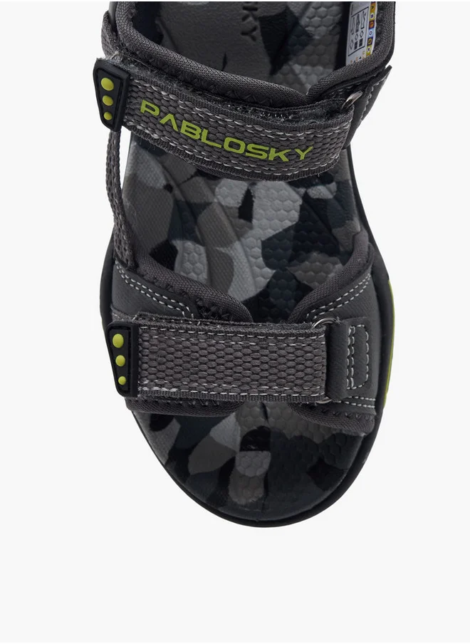 بابلوسكي Boys' Printed Strappy Sandals with Hook and Loop Closure
