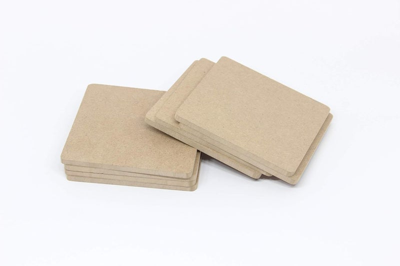 IVEI MDF DIY Coasters Wood Sheet Craft MDF Plain Wooden Coasters Square Shaped Blank Cutouts for Painting Wooden Sheet Craft Decoupage Resin Art Work Decoration Set of 100 4in X 4in - Image 1