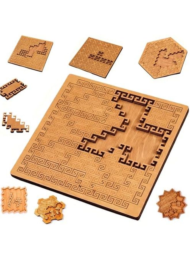 Hilbert Curve Fractal Tray Puzzle Mind Bending Wooden Jigsaw Style A For Adults - Image 2