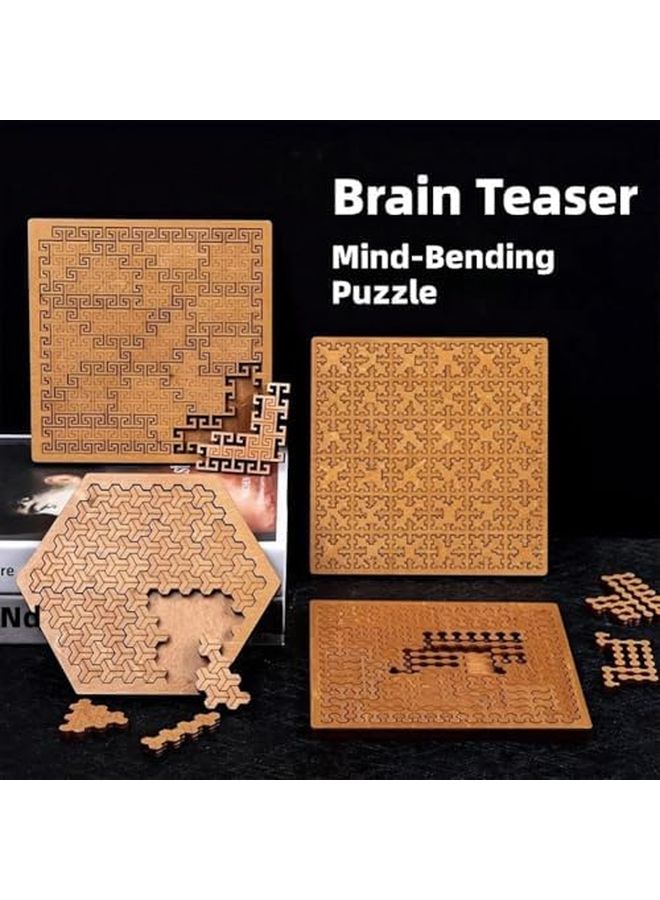 Hilbert Curve Fractal Tray Puzzle Mind Bending Wooden Jigsaw Style A For Adults - Image 3