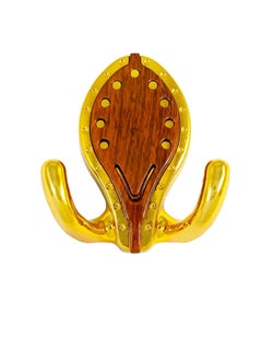 ROBUSTLINE Robustline Plastic Wall Double Hook, Plastic Self Adhesive Double Side, Waterproof Stick On Adhesive Stronger Plastic Wall Hooks Hangers for Hanging Robe, Coat, Towel, Keys- (Gold)  - Image 1