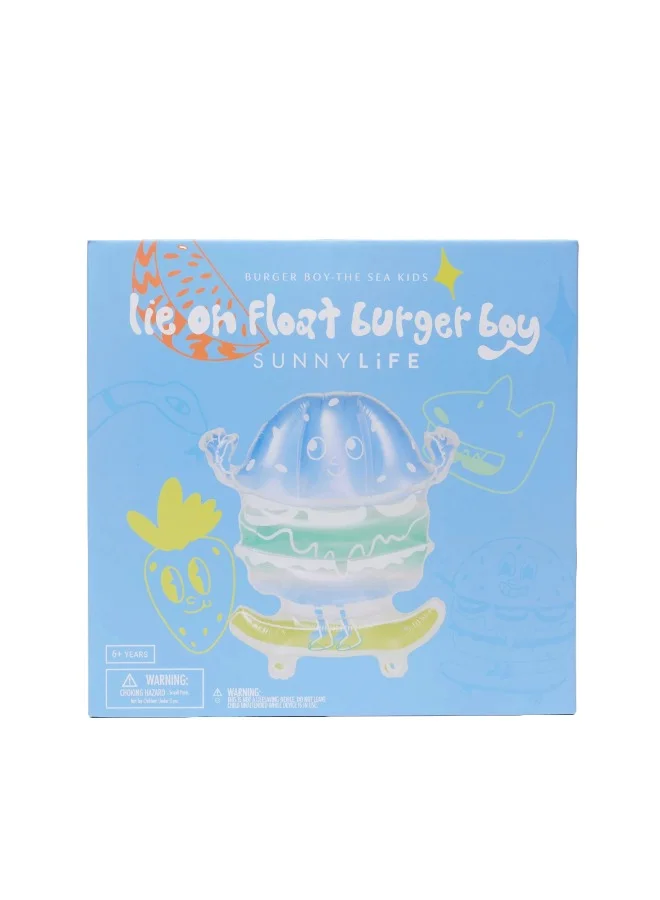 SUNNY LIFE Kids Burger Float – Lie-On Inflatable Pool Toy | Summer Toys | Summer Swim Lounger for Children | Outdoor Water Toy | Pool & Beach Floatie for Kids