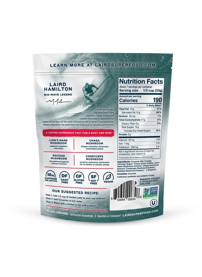 Laird Superfood Laird Superfood Instant Latte 100% Arabica Coffee Sweet & Creamy, Non-Dairy, Superfood Creamer, Gluten Free, Non-GMO, Vegan, 8 oz. Bag, Pack of 1  - Image 2