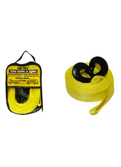 Al Khateeb 8 Tons High Strength Nylon Polypropylene Car Trailer Towing Rope With C-Hook 7.5CM*6M, Yellow 